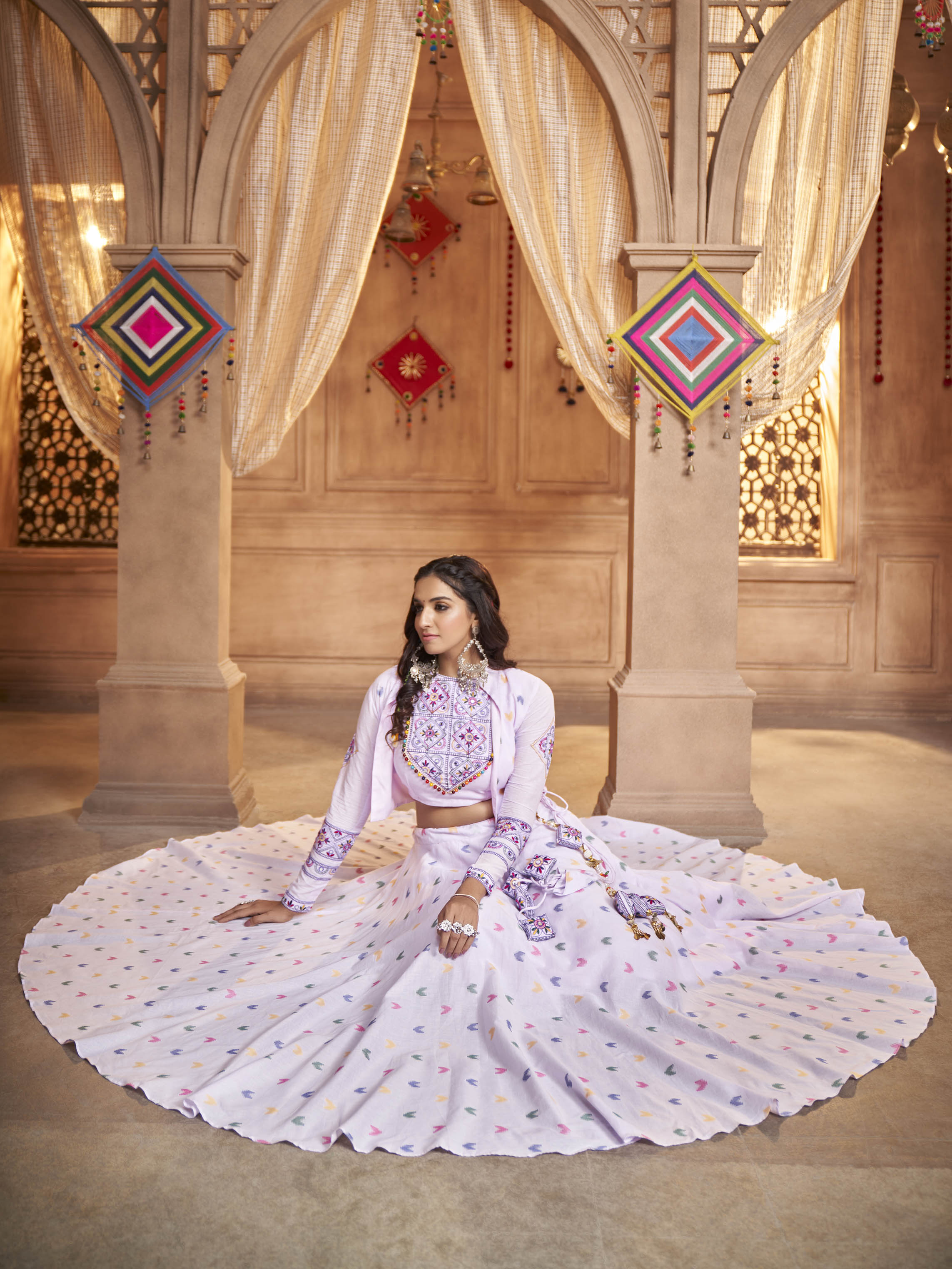 Myra Lovender Koti Style Cotton Embroidered Designer Navratri Special Lehenga - Distacart