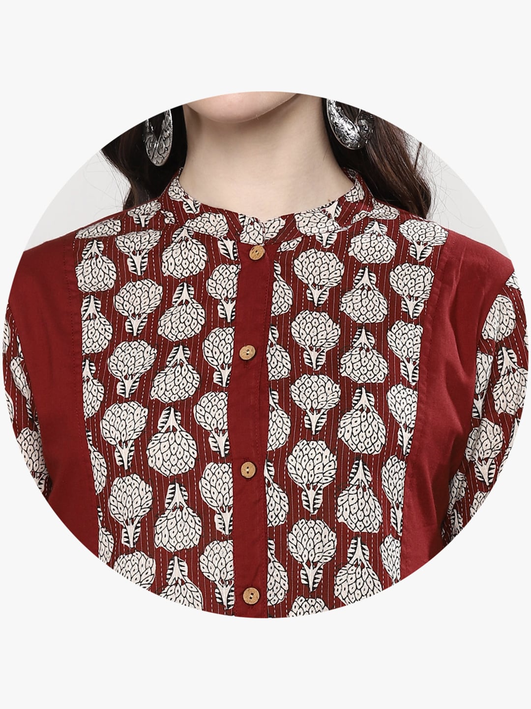 Sangria Women Maroon & Beige Printed Straight Kurta - Distacart