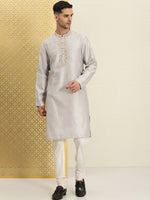 Thumbnail for House of Pataudi Men Floral Printed Mandarin Collar Jashn Kurta - Distacart