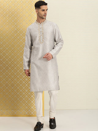 House of Pataudi Men Floral Printed Mandarin Collar Jashn Kurta - Distacart