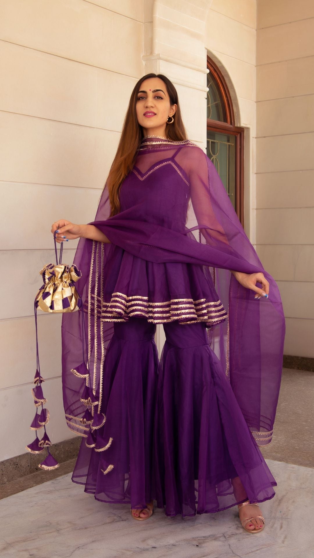 Pomcha Jaipur Masakali Purple Organza Sharara Set - Distacart