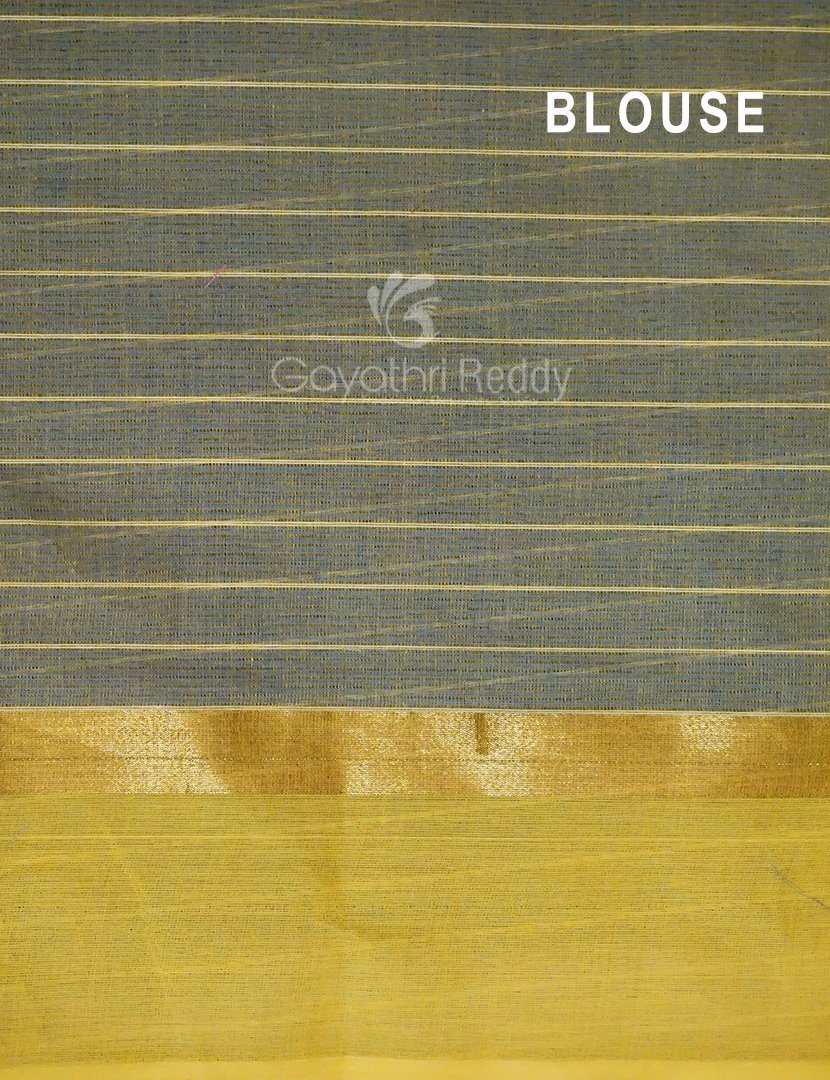 Denim Blue With Checks Pure Mangalgiri Cotton Saree By Gayathri Reddy Designer Studio - Distacart