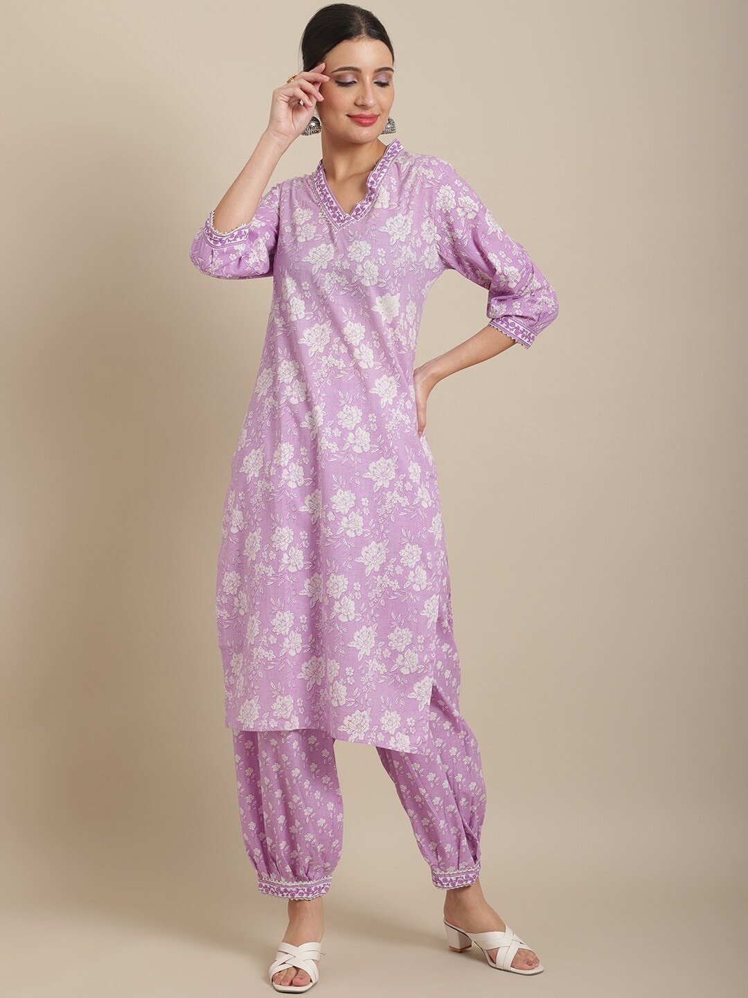 Sangria Women Floral Printed Pure Cotton Kurta with Salwar - Distacart