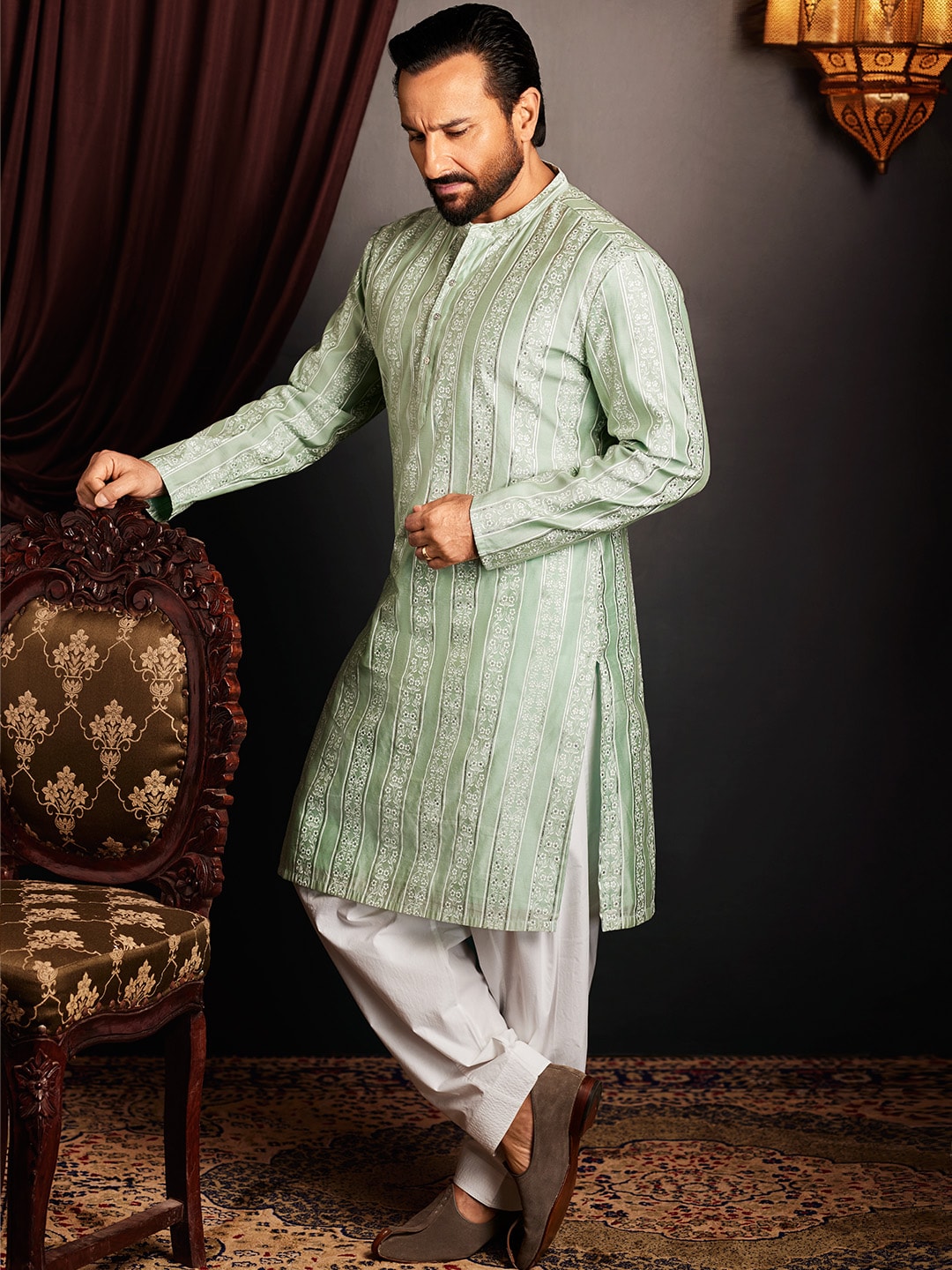 House of Pataudi Ethnic Motifs Printed Straight Jashn Kurta - Distacart