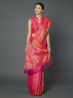 Thumbnail for Mitera Pink Woven Design Banarasi Saree - Distacart