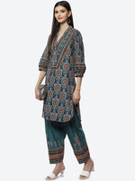 Thumbnail for Biba Women Green Ethnic Motifs Printed Kurta with Salwar - Distacart