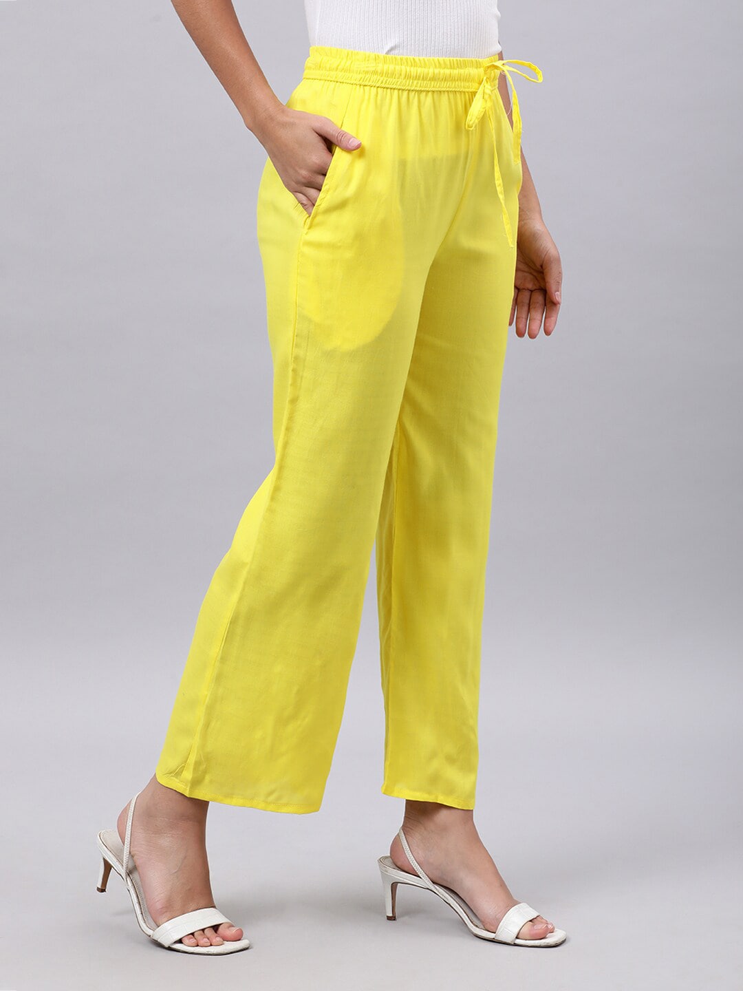 Souchii Women Yellow Liva Ethnic Palazzos - Distacart