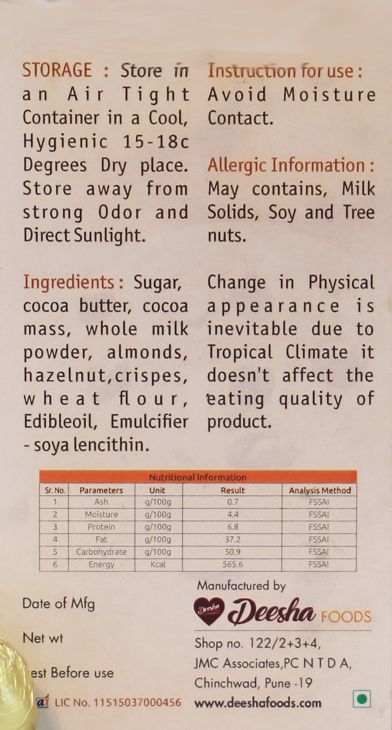 Deesha Foods Deesha Milk Chocolates 15 Bars (15 x 13.33 g)