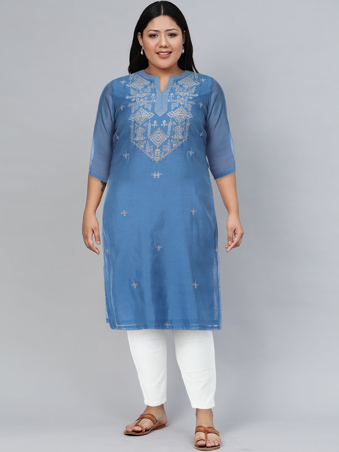 Biba Women Ethnic Motifs Embroidered Thread Work Kurta - Distacart