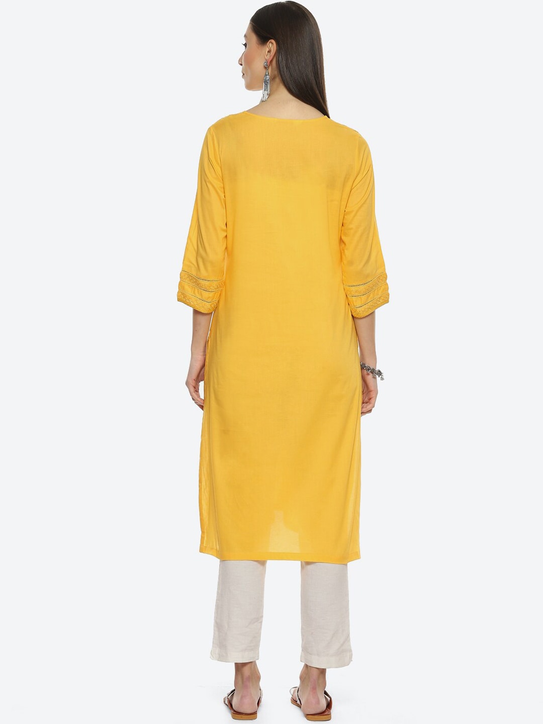 Biba Women Ethnic Motifs Embroidered Cotton Kurta - Distacart
