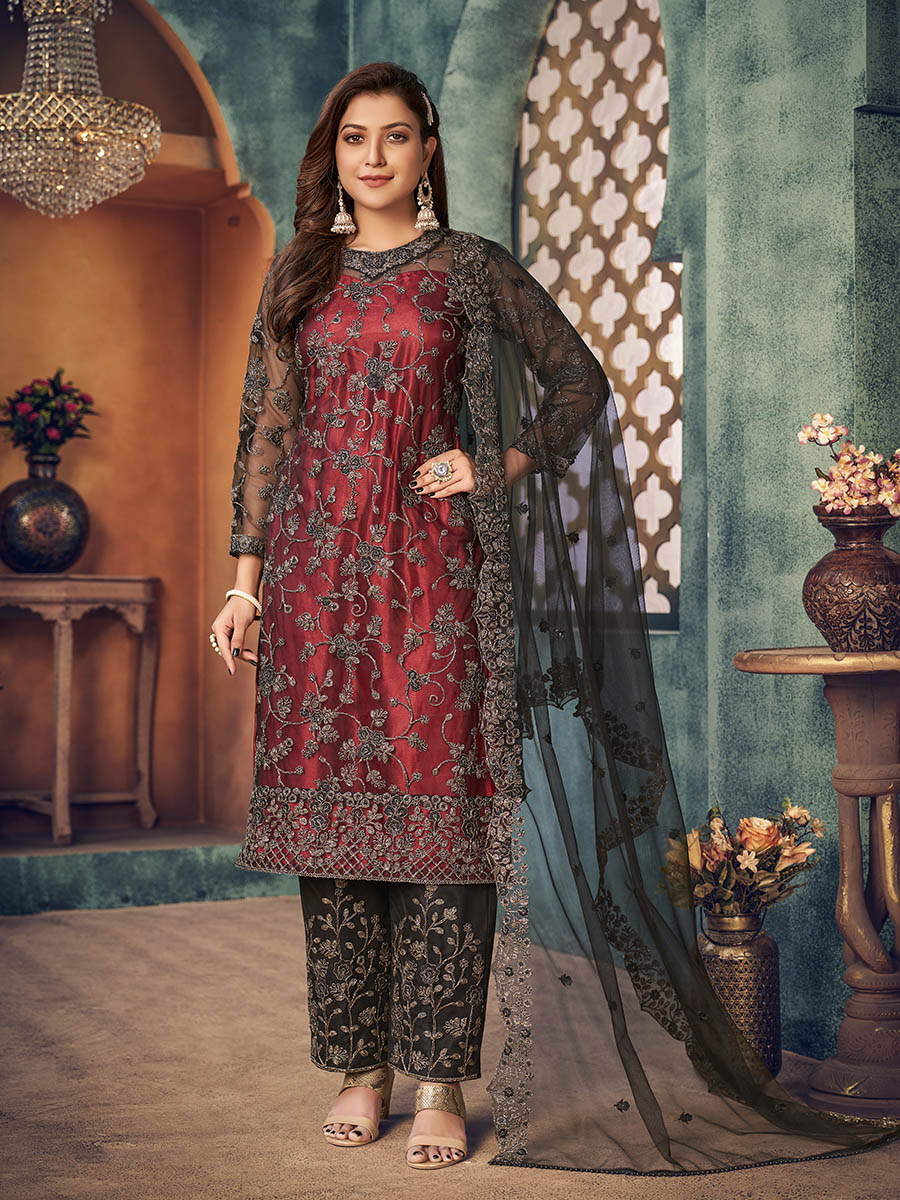 Myra Black Heavy Embroidered Pant Style Suit - Distacart