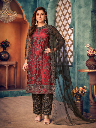 Myra Black Heavy Embroidered Pant Style Suit - Distacart