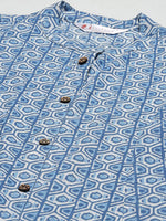 Thumbnail for Kalini Women Blue & White Printed Cotton Kurta - Distacart