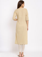 Thumbnail for HERE&NOW Beige Geometric Yoke Design Thread Work Kurta - Distacart