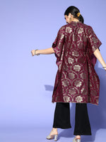 Thumbnail for Sangria Deep Burgundy Polyester New Age Kaftan Kurta - Distacart