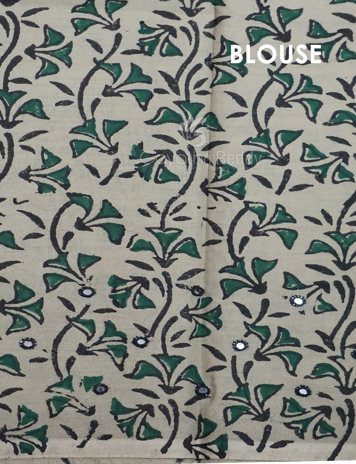 Light Olive Mix Grey Colour Block Print With Mirron Embroidered Pure Mulmul Cotton Saree By Gayathri Reddy Designer Studio - Distacart