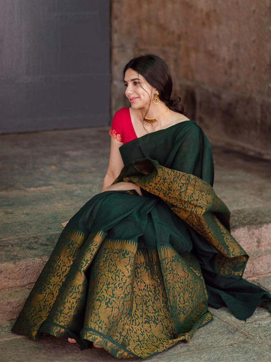 Kalini Ethnic Motifs Zari Banarasi Silk Saree - Distacart