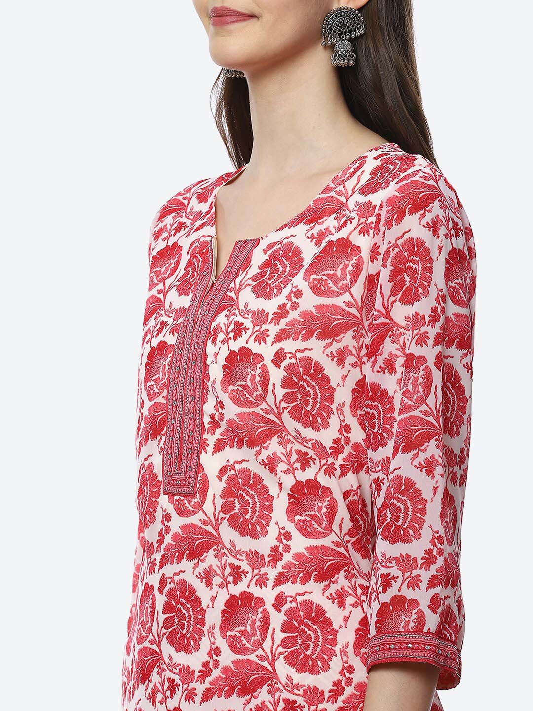 Biba Women Red Paisley Printed Kurti with Salwar & With Dupatta - Distacart