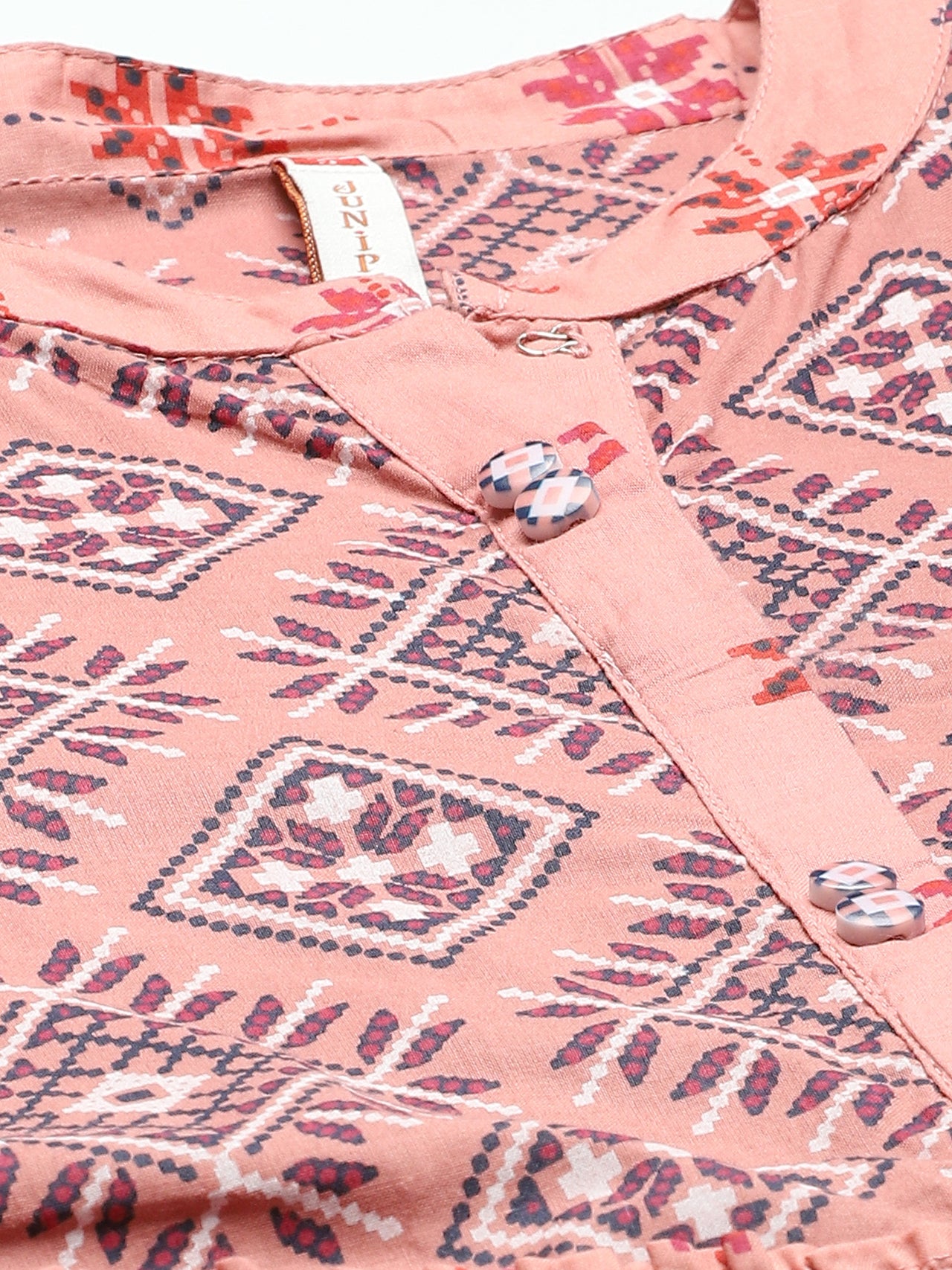 Juniper Womens Peach Cambric Printed Tiered Maxi Dress - Distacart