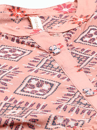 Thumbnail for Juniper Womens Peach Cambric Printed Tiered Maxi Dress - Distacart