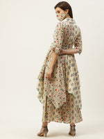 Thumbnail for Juniper Women Beige Cambric Printed Asymmetric Dress - Distacart