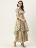 Juniper Women Beige Cambric Printed Asymmetric Dress - Distacart