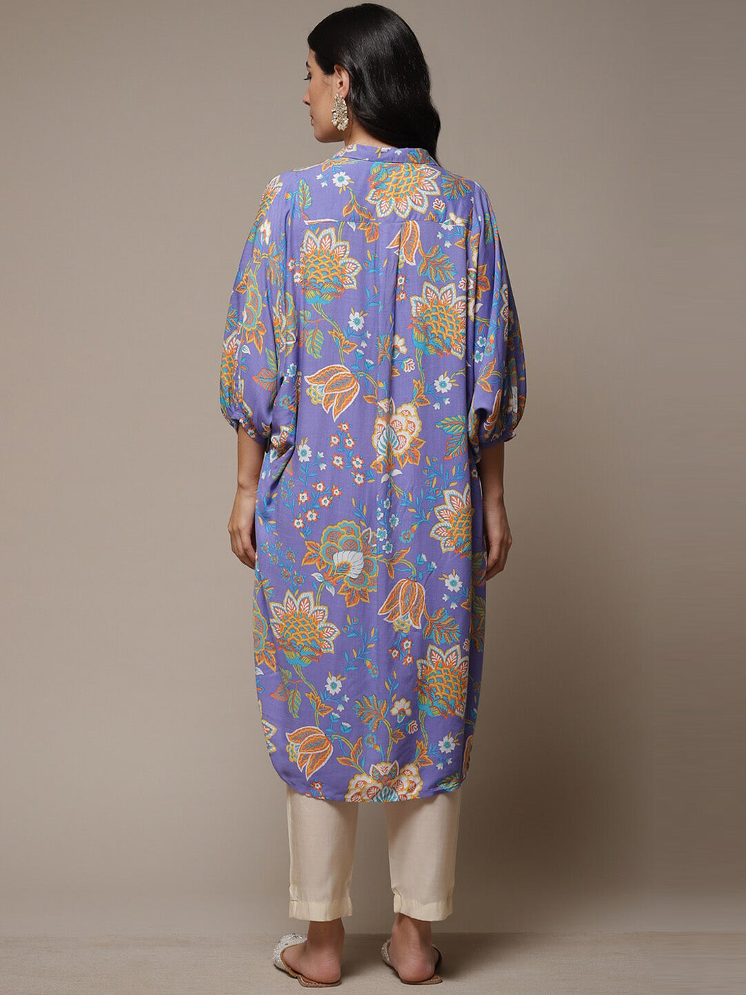 Biba Floral Printed Shirt Collar Kurta - Distacart