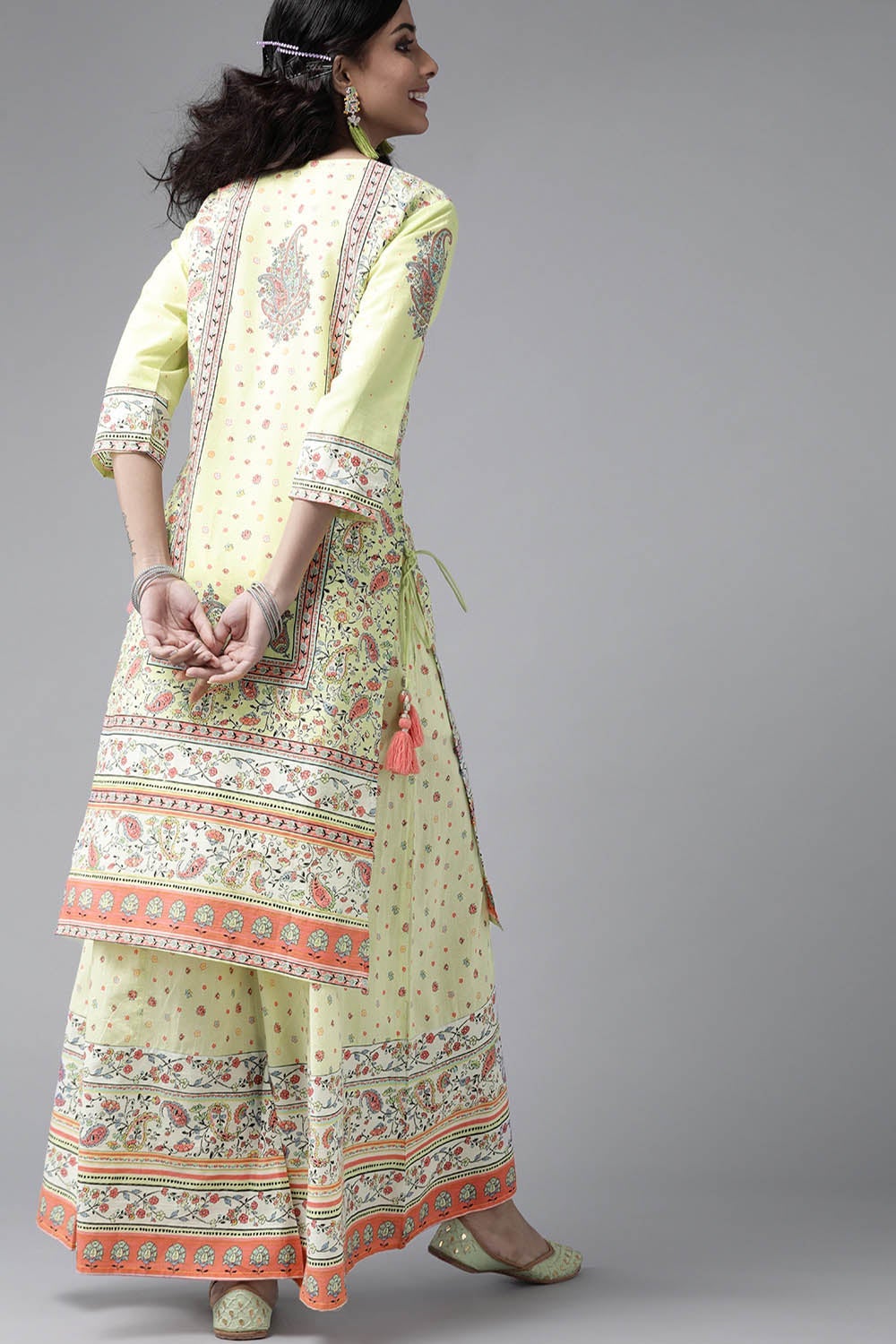 Juniper Women's Limegreen Cambric Printed Straight Kurta Sets - Distacart