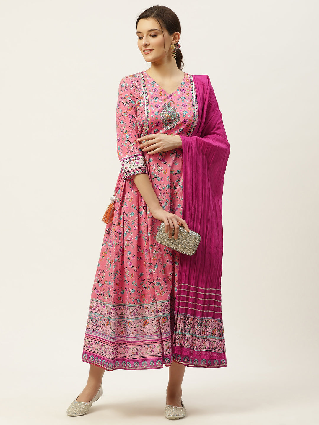 Juniper Womens Coral Cambric Printed Maxi Dress - Distacart