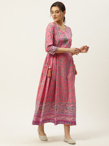 Juniper Womens Coral Cambric Printed Maxi Dress - Distacart