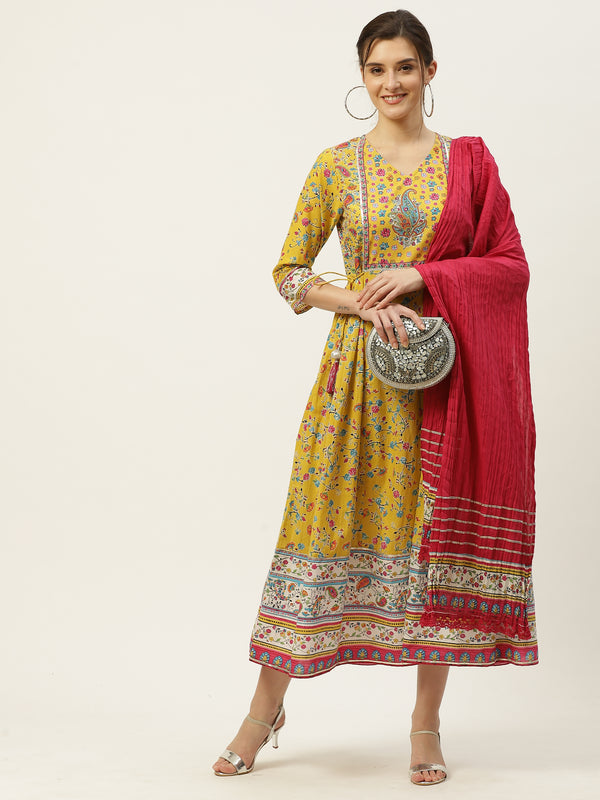 Juniper Womens Yellow Cambric Printed Maxi Dress - Distacart
