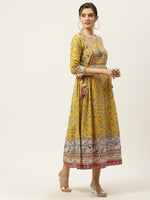 Thumbnail for Juniper Womens Yellow Cambric Printed Maxi Dress - Distacart