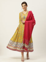 Thumbnail for Juniper Womens Yellow Cambric Printed Maxi Dress - Distacart