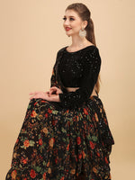 Thumbnail for Sangria Floral Printed Embroidered Saree - Distacart
