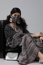 Thumbnail for Juniper Women's Black Cambric Printed High-Low Kurta Sets - Distacart
