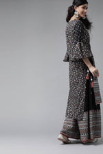 Thumbnail for Juniper Women's Black Cambric Printed High-Low Kurta Sets - Distacart