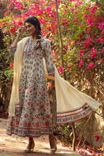 Thumbnail for Juniper Women Beige Cambric Printed Flared Dress - Distacart