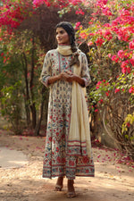Thumbnail for Juniper Women Beige Cambric Printed Flared Dress - Distacart