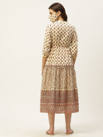 Thumbnail for Juniper Women's Cream Cambric Printed Tiered Dress - Distacart