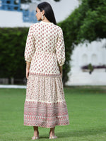 Thumbnail for Juniper Women Cream Cambric Printed Tiered Dress - Distacart