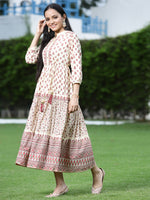 Thumbnail for Juniper Women Cream Cambric Printed Tiered Dress - Distacart