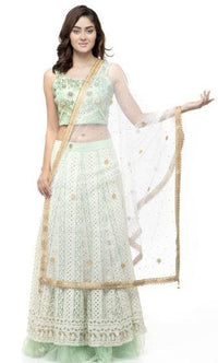 Thumbnail for A R Silk Women's Net Net Chandna Handwork With Moti Laish White Fancy Dupatta