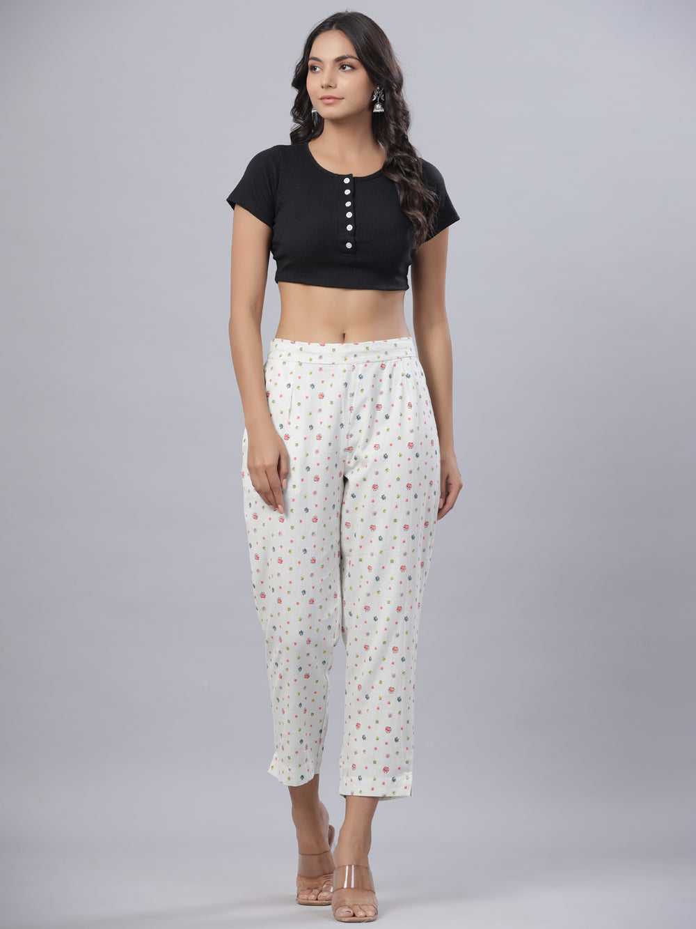 Juniper Coral Cotton Flex Printed Straight Pants - Distacart