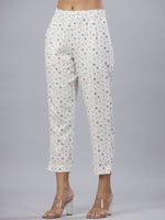 Thumbnail for Juniper Coral Cotton Flex Printed Straight Pants - Distacart