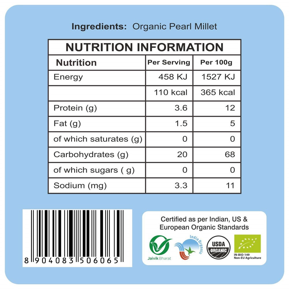  Organic Bajra (Pearl Millet) Flour 500gm