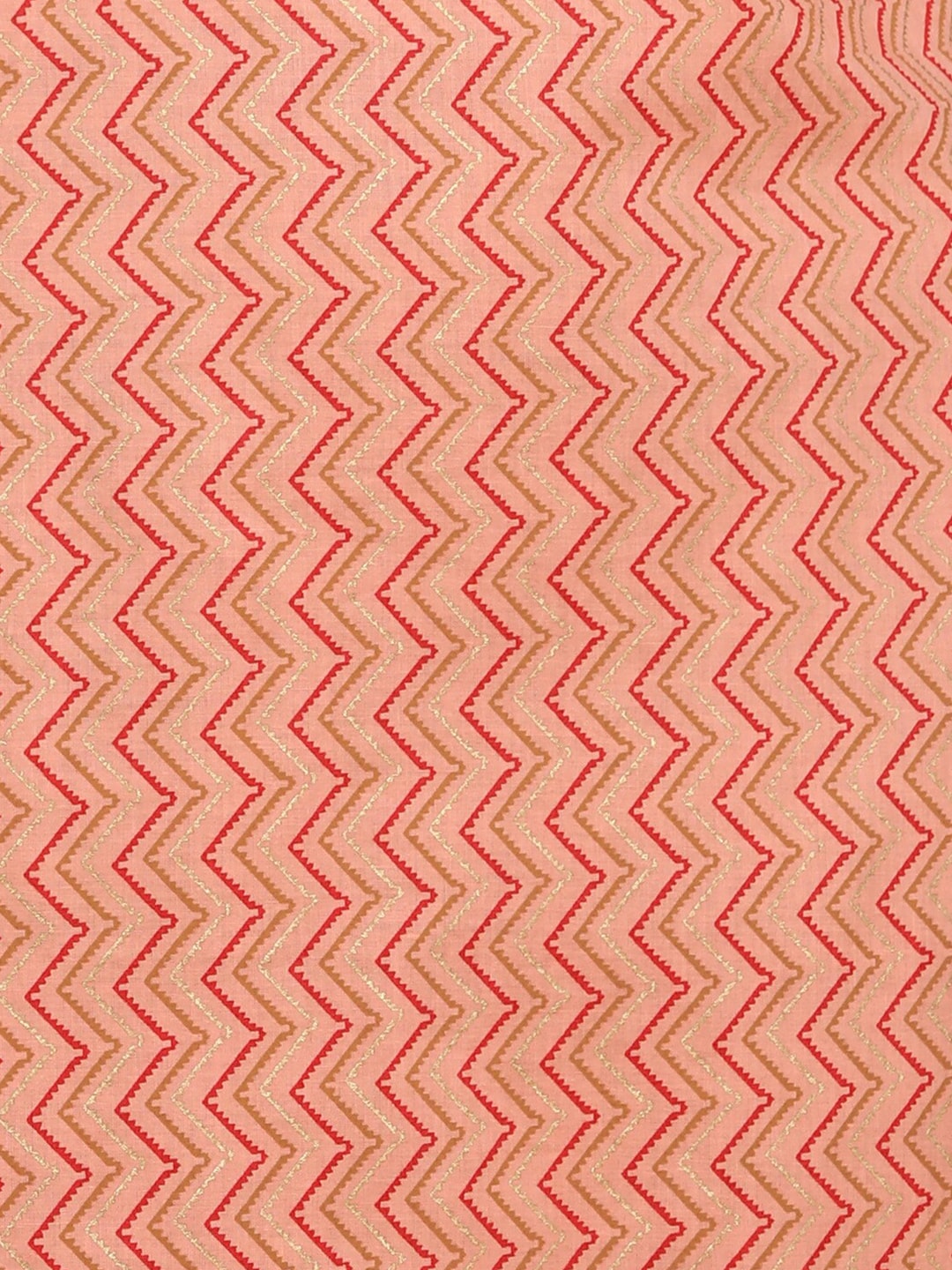 HERE&NOW Peach-Color & Red Chevron Printed Beads Pure Cotton Kurta - Distacart