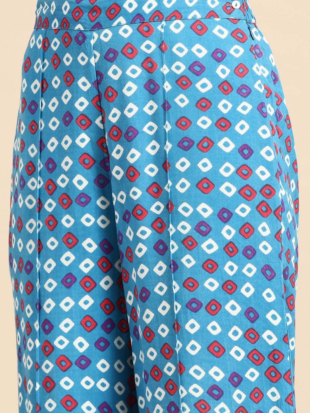 Sangria Women Bandhani Printed Kurta with Palazzos & Scarf - Distacart