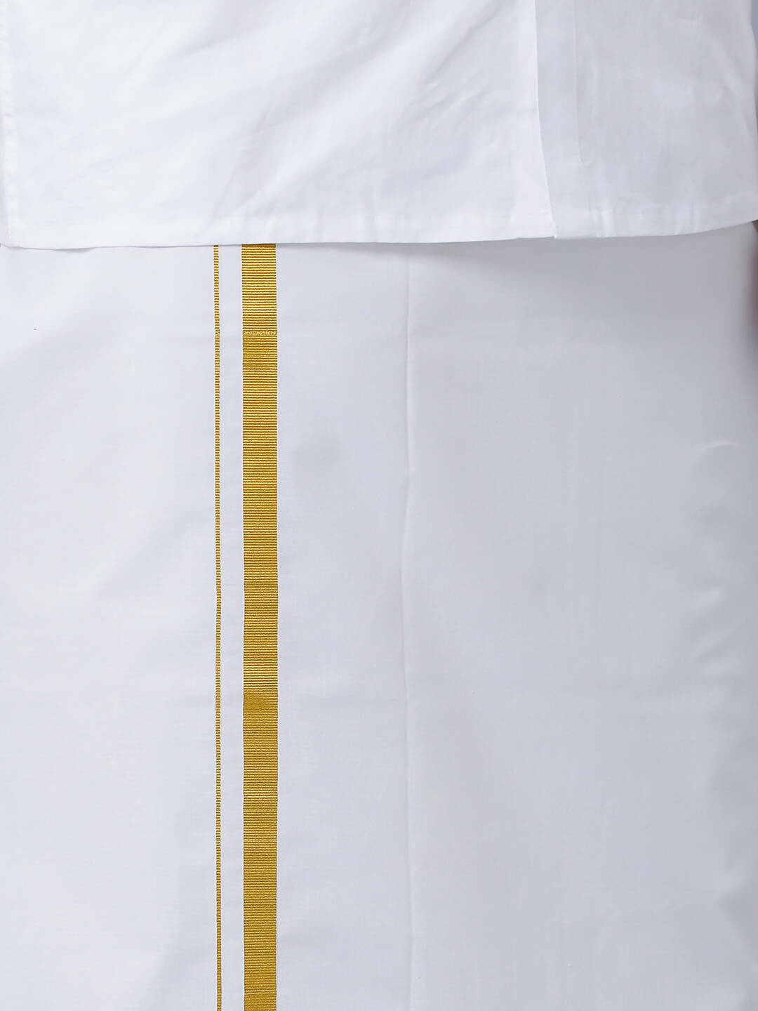 Ramraj Cotton Mens Poly Cotton 3/4 " Gold Jari Dhoti - White - Distacart
