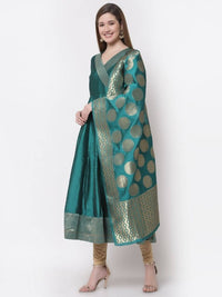 Thumbnail for Myshka Green Color Silk Solid Anarkali Gown With Dupatta