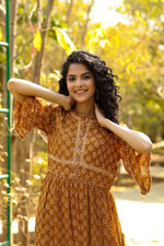 Thumbnail for Juniper Women Brown Georgette Printed Flared Dress - Distacart
